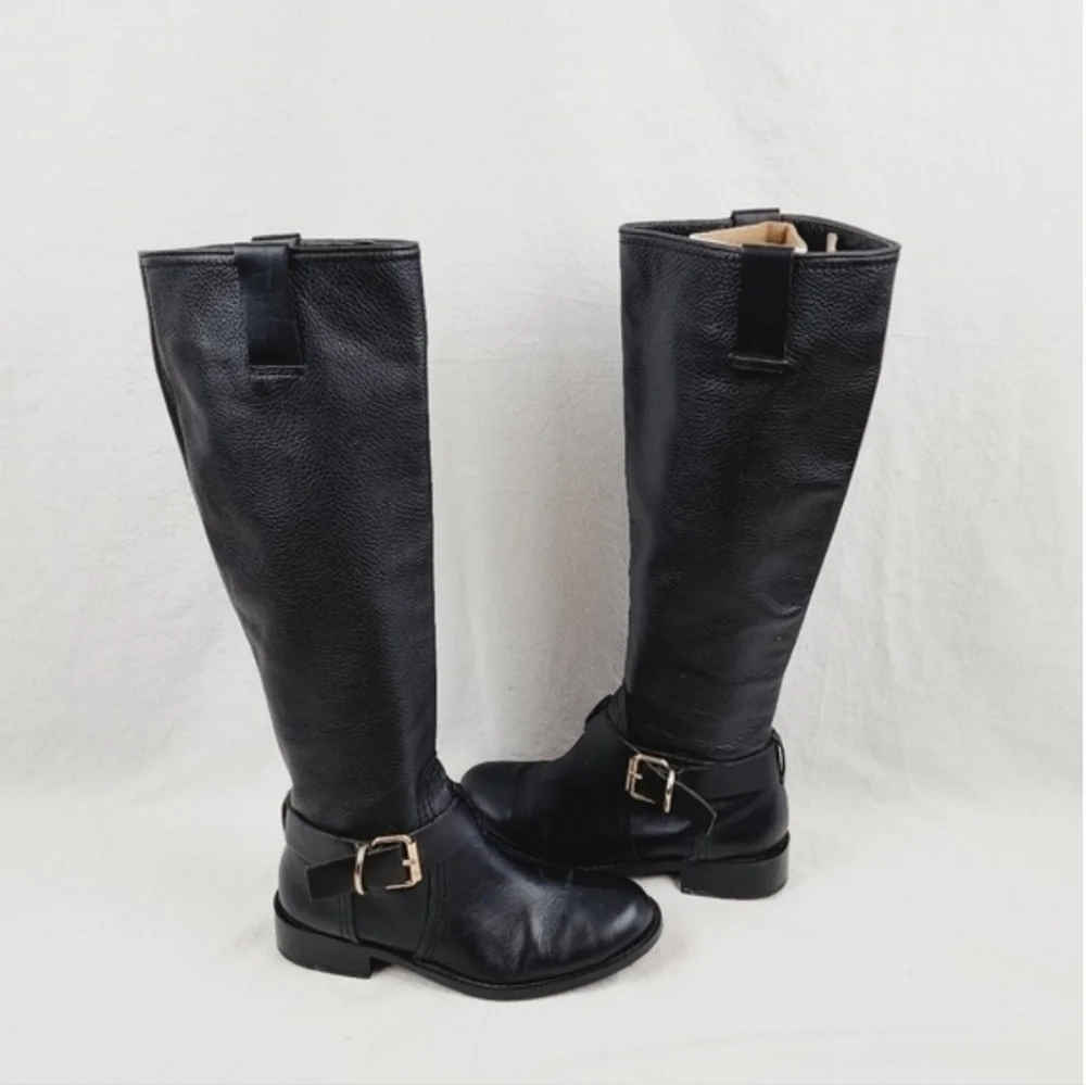 Vince Camuto leather black kabollans knee high boots